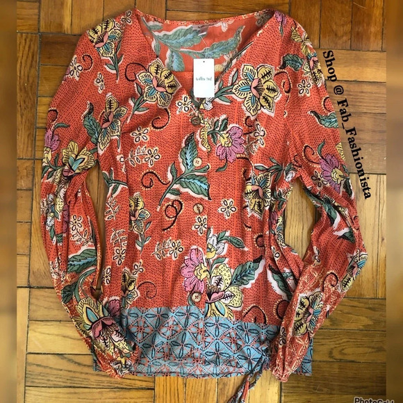 Floral button down top bohemian hippy vibes - Picture 3 of 9